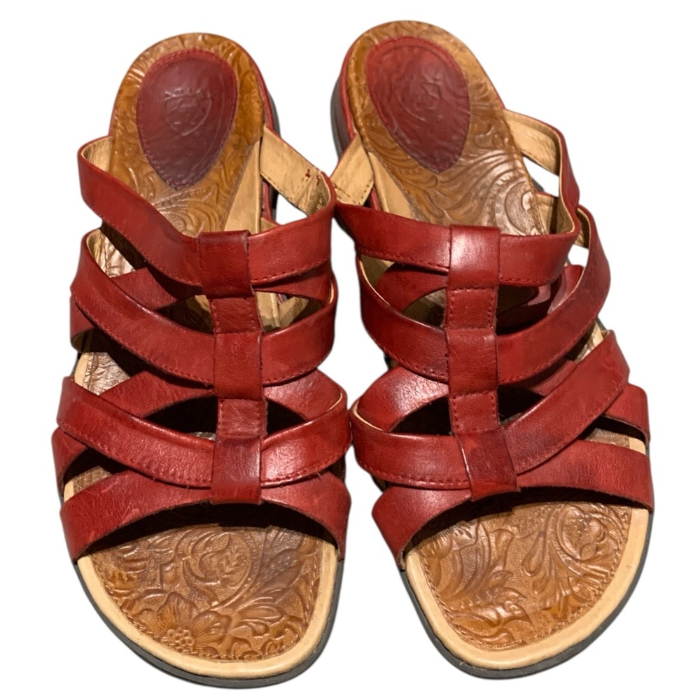 Ariat Haven Strappy Slide Sandals – Cranberry Red Leather